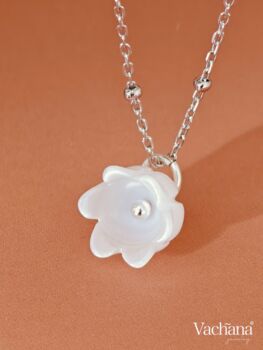 Vachana Shell Lily Sterling Silver Necklace, 5 of 10