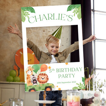 Jungle Animals Kids Birthday Selfie Frame And Sign, 3 of 6
