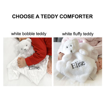 Personalised White Teddy Baby Comforter, 3 of 11
