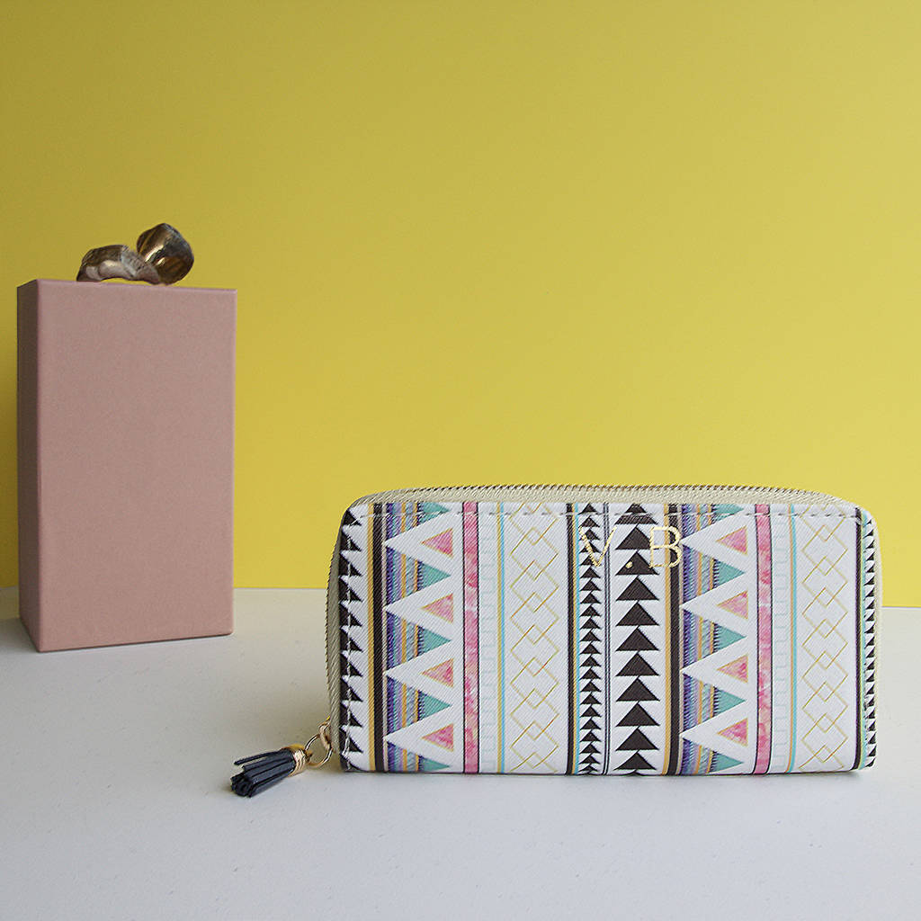Personalised Geometric Aztec Purse Wallet By Studio Hop