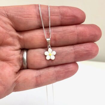 Sterling Silver White Enamel Daisy Necklace, 5 of 5