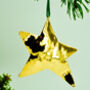 Hand Hammered Gold Plated Star Christmas Ornament, thumbnail 2 of 5