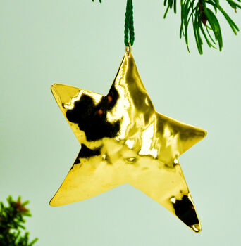 Hand Hammered Gold Plated Star Christmas Ornament, 2 of 5