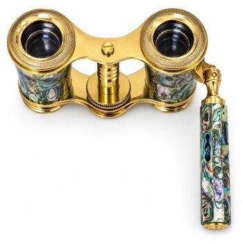 Mother Of Pearl Abalone Opera Glasses With Wooden Box, 2 of 10