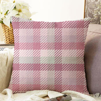 Plaid Cushion Cover With Multi Pink Tones, 2 of 3