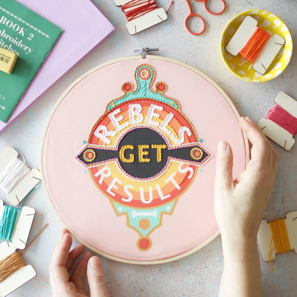 Rebels Get Results Embroidery Hoop Kit By Cotton Clara