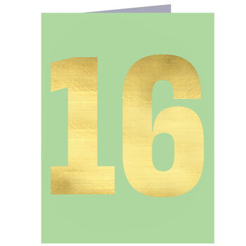 Mini Gold Foiled Number Sixteen Card, 2 of 4