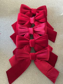 Red Velvet Door Bow, 3 of 4