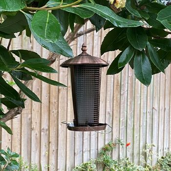 Dual Seed And Nut Bird Feeder With Copper Finish, 8 of 9