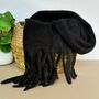 Super Soft Chunky Tassel Scarf In Black, thumbnail 1 of 3