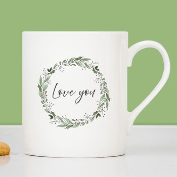 Christmas Wreath Personalised China Mug, 4 of 7
