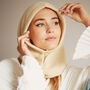 Rib Knit Fine Angora Wool Hooded Hat Snood With Pull Strings, thumbnail 7 of 8