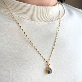 Carved Herkimer Diamond Vintage Chain Necklace, 2 of 10