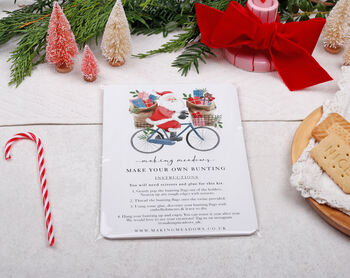 Vintage Christmas Bunting With 15 Santa On A Bike Flag Design, 4 of 6