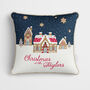 Personalised Blue Gingerbread House Cushion, thumbnail 2 of 7
