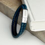 Personalised Men's Dual Leather Woven Bracelet In Teal, thumbnail 3 of 5