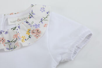 Nina Floral Frill Collar Baby Bodysuit, 3 of 6