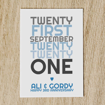 Personalised Anniversary Date Card With Names, 12 of 12