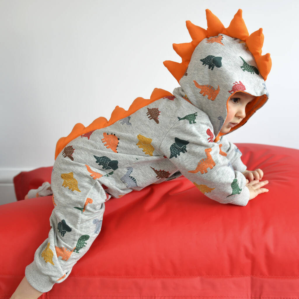 Personalised Dinosaur Print Baby Jumpsuit, 1 of 9