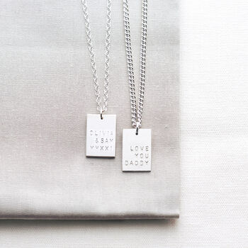 Men's Personalised Silver Rectangle Necklace, 2 of 4