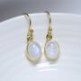 Gold Plated Moonstone Oval Earrings, thumbnail 1 of 7