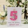 Personalised 5th Birthday Card Wooden Number Gift, thumbnail 1 of 3
