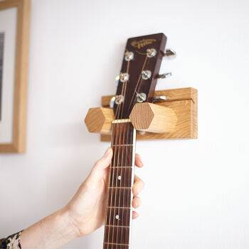 Wall Mounted Solid Oak Guitar And Plectrum Stand, 4 of 11