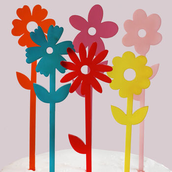 Multi Coloured Daisy Cake Topper Set, 4 of 5