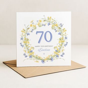 Personalised Floral 70th Birthday Card For Her, 5 of 7
