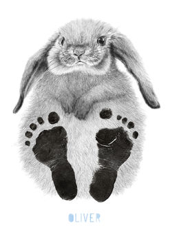 Personalised Baby Rabbit Footprint Kit, 9 of 9