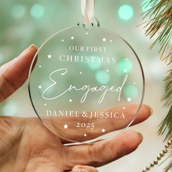 Our First Christmas Engaged Bauble Gift For Couples, 7 of 8