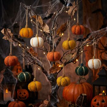 Handmade Felt Halloween Hanging Pumpkins, Set Of Five, 11 of 11