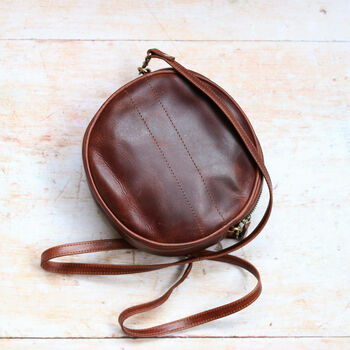 Leather Circle Shoulder Bag, Distressed Brown, 4 of 5