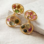 Tourmaline Cabuchon Gold Plated Silver Stud Earrings, thumbnail 4 of 12