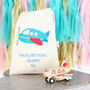 Wooden Pull Back Aeroplane And Personalised Bag, thumbnail 1 of 2