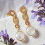Amethyst Textured Gold Plated Silver Circle Earrings, thumbnail 6 of 9