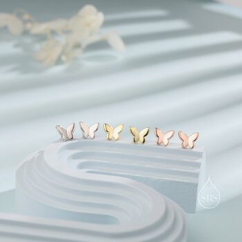 Sterling Silver Small Butterfly Stud Earrings, 3 of 11