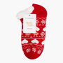 Women's Short Slipper Socks Grip Sole Red Fair Isle, thumbnail 2 of 3
