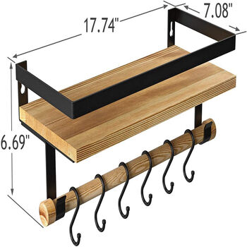 Floating Shelf With Hooks For Kitchen Bathroom, 2 of 6