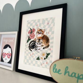 Kittens Print With Check Background, 2 of 4