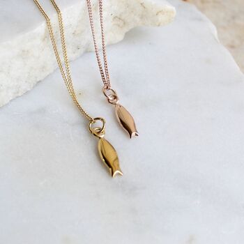 Tiny Fish Charm Necklace Gold Vermeil, 2 of 6