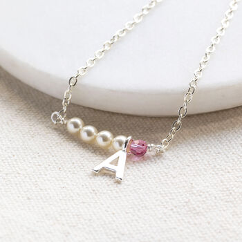 Pearl And Birthstone Initial Bar Bracelet, 6 of 11