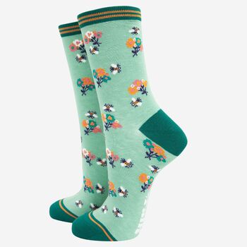 Womens Floral Bee Bamboo Socks Gift Set, 3 of 5