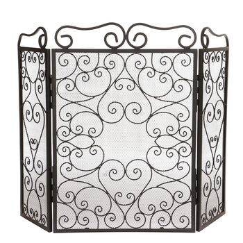 Ornate Scrolled Design Fire Screen And Spark Protector, 2 of 6