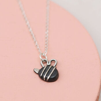 Sterling Silver Bee Necklace. Handmade Bee Pendant, 5 of 6