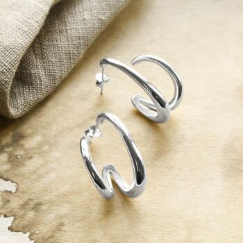Sterling Silver Wavey Studs, 4 of 5