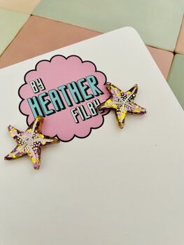 Twinkle Tide Small Starfish Glitter Resin Earrings, 7 of 7