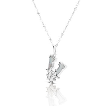 Solid Silver V Initial Necklace With Mother Of Pearl, 2 of 6