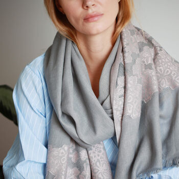 Personalised Cashmere Lace Embedded Scarf, 3 of 12