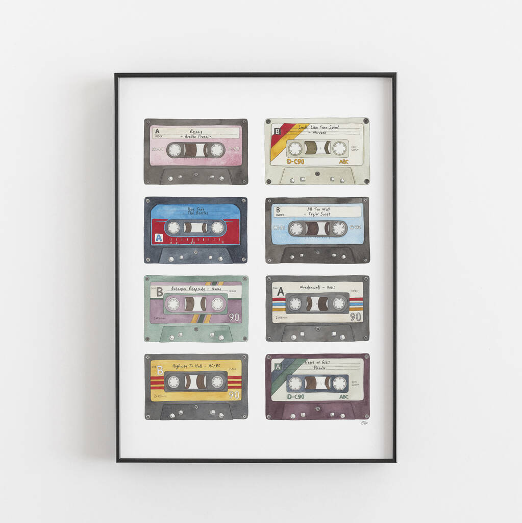 Personalised Favourite Songs, Retro Cassette Tape Print By Eleri Haf ...
